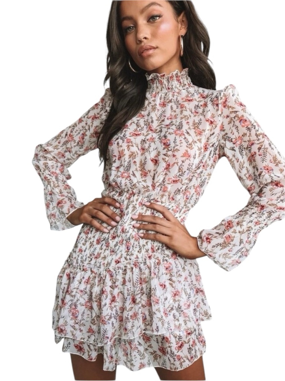 Princess Polly Guetta Mini Smocked Floral Flowy Dress Cottagecore Romantic